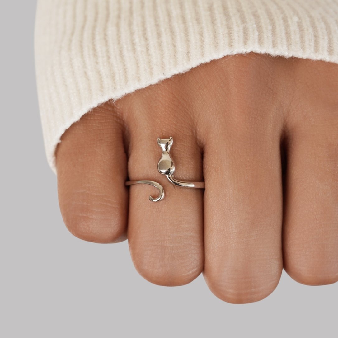 Talia | Silver Cat Motif Ring