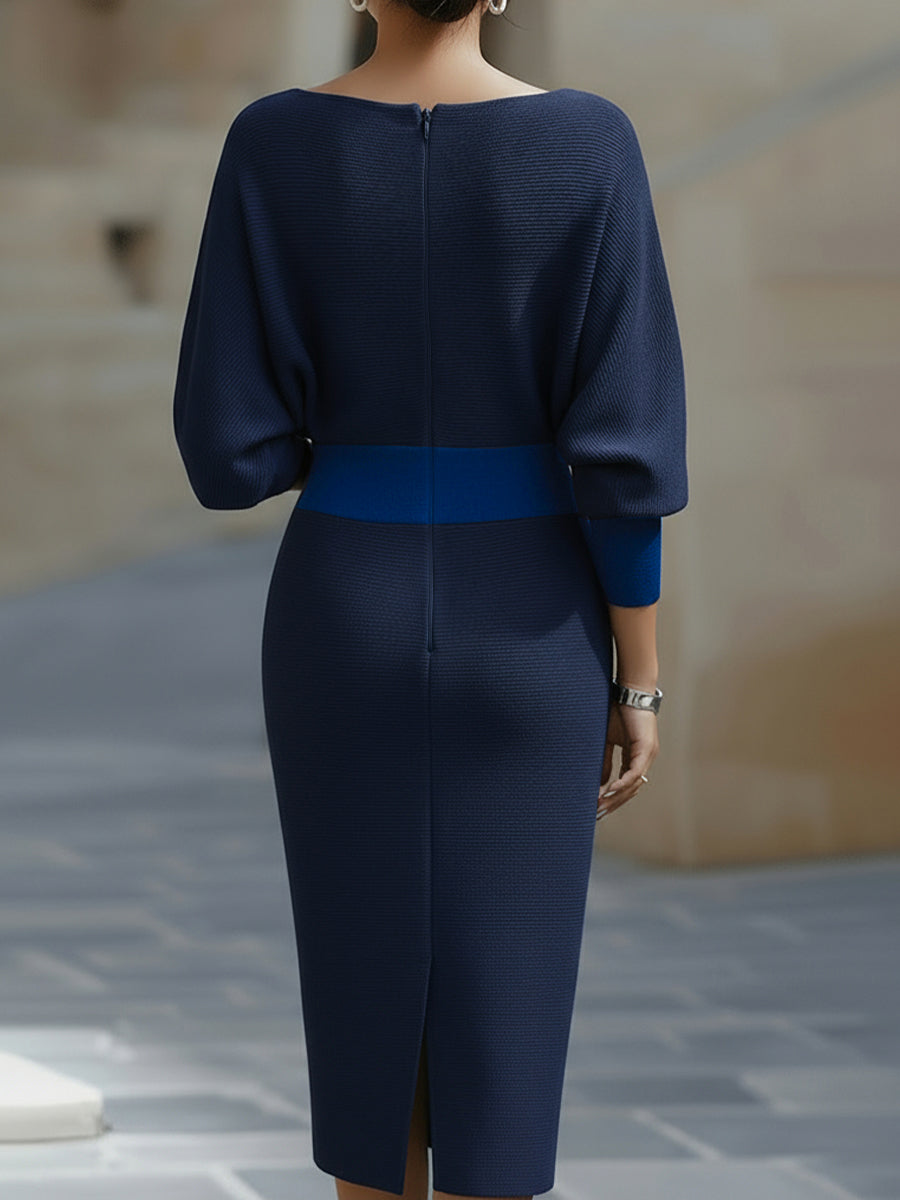 Liora | Elegant Draped Batwing Midi Dress