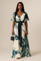 Winona | Watercolor Print Long Dress