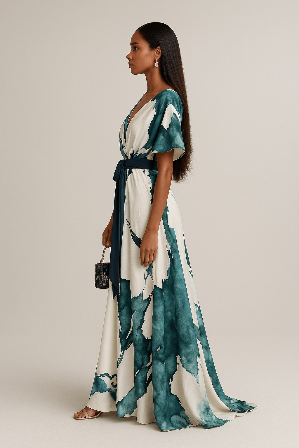 Winona | Watercolor Print Long Dress