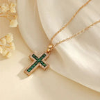 Solene | Emerald Cross Necklace