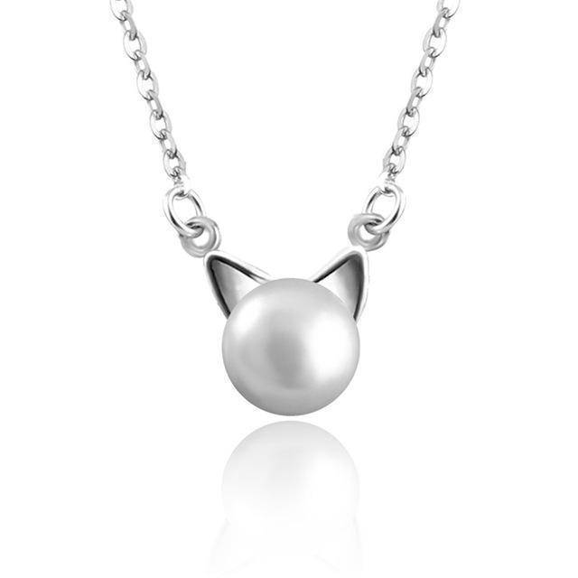 Beautiful Pearl Cat Necklace with Earrings Gift + Ring