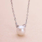 Beautiful Pearl Cat Necklace with Earrings Gift + Ring