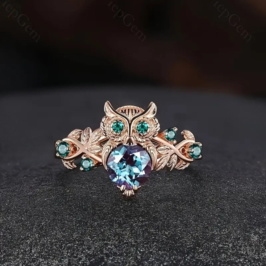 Athena | Sparkling Owl Ring