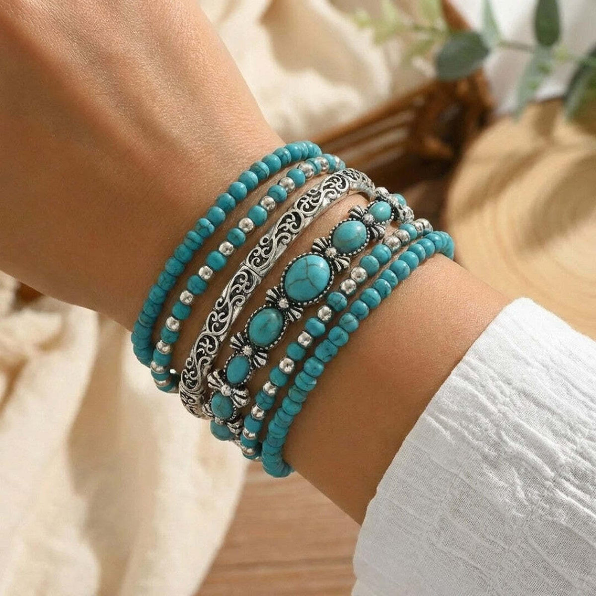 Lucy | Turquoise Beaded Bracelet Stack