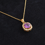 Cassia | Amethyst Gold Pavé Necklace