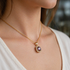 Cassia | Amethyst Gold Pavé Necklace