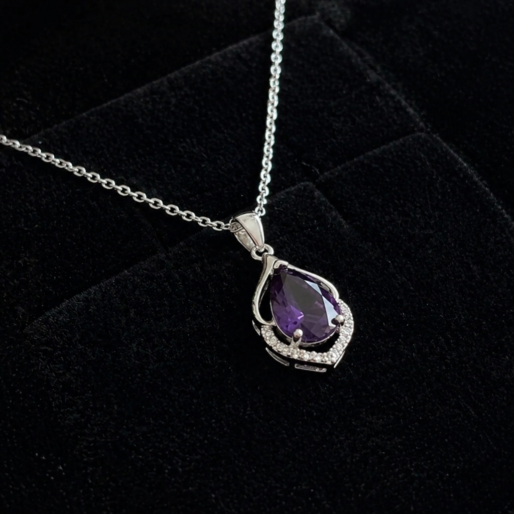 Josephine | Crescent Drop White Gold Necklace