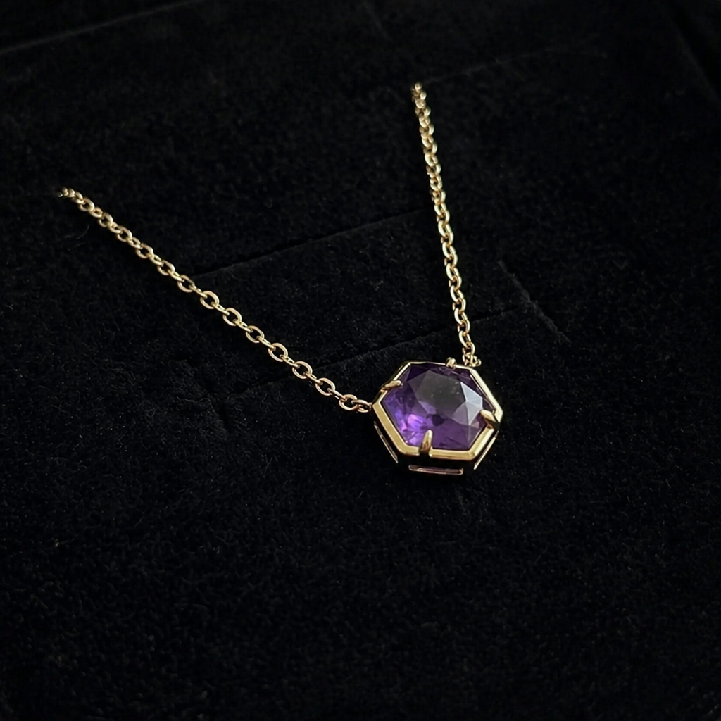 Delphine | Amethyst Rose Gold Pendant