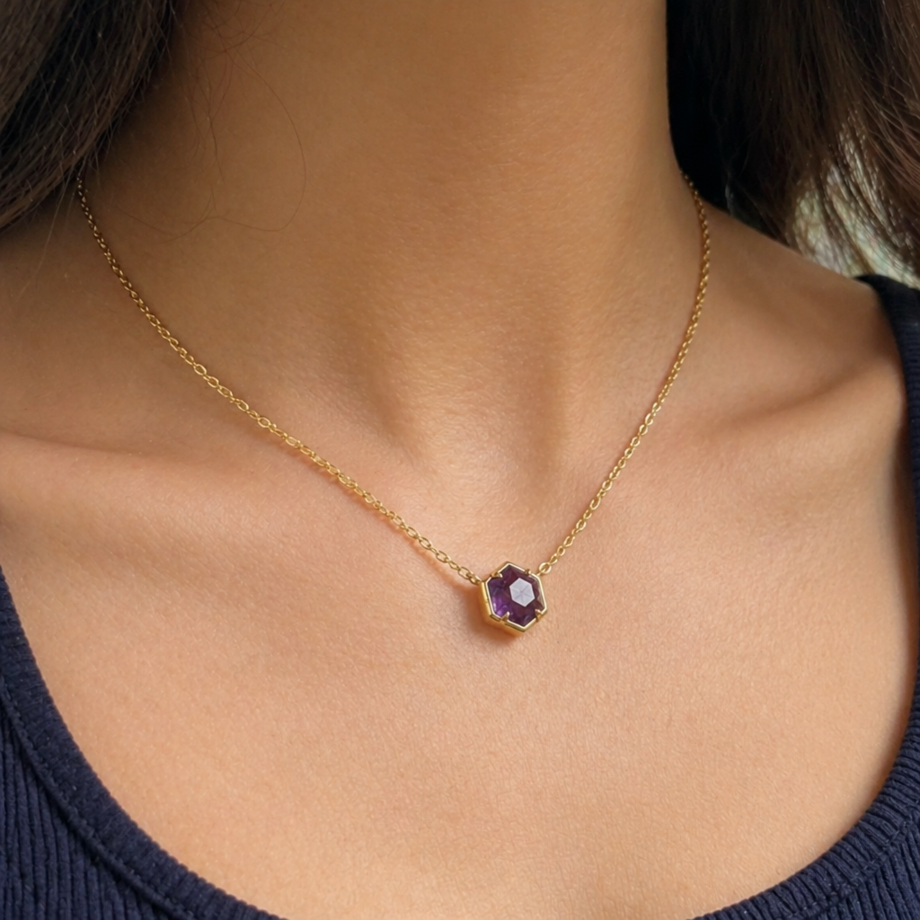 Delphine | Amethyst Rose Gold Pendant