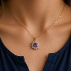 Beatrix | Amethyst Sunflower Gold Necklace