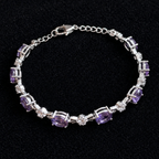 Lysandra | Amethyst White Gold Chain Bracelet