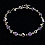 Verity | Amethyst Heart Charm Bracelet