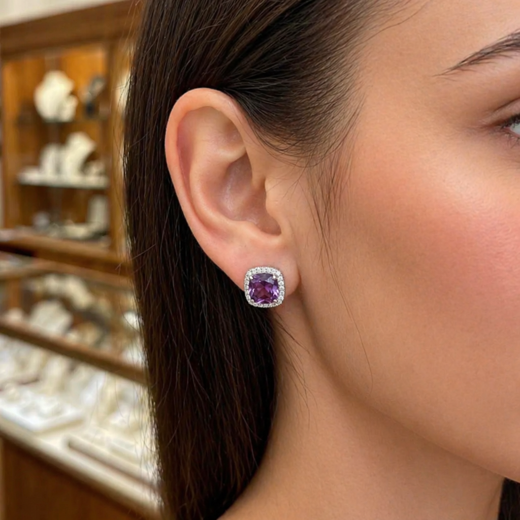 Cosima | Amethyst Square Studs