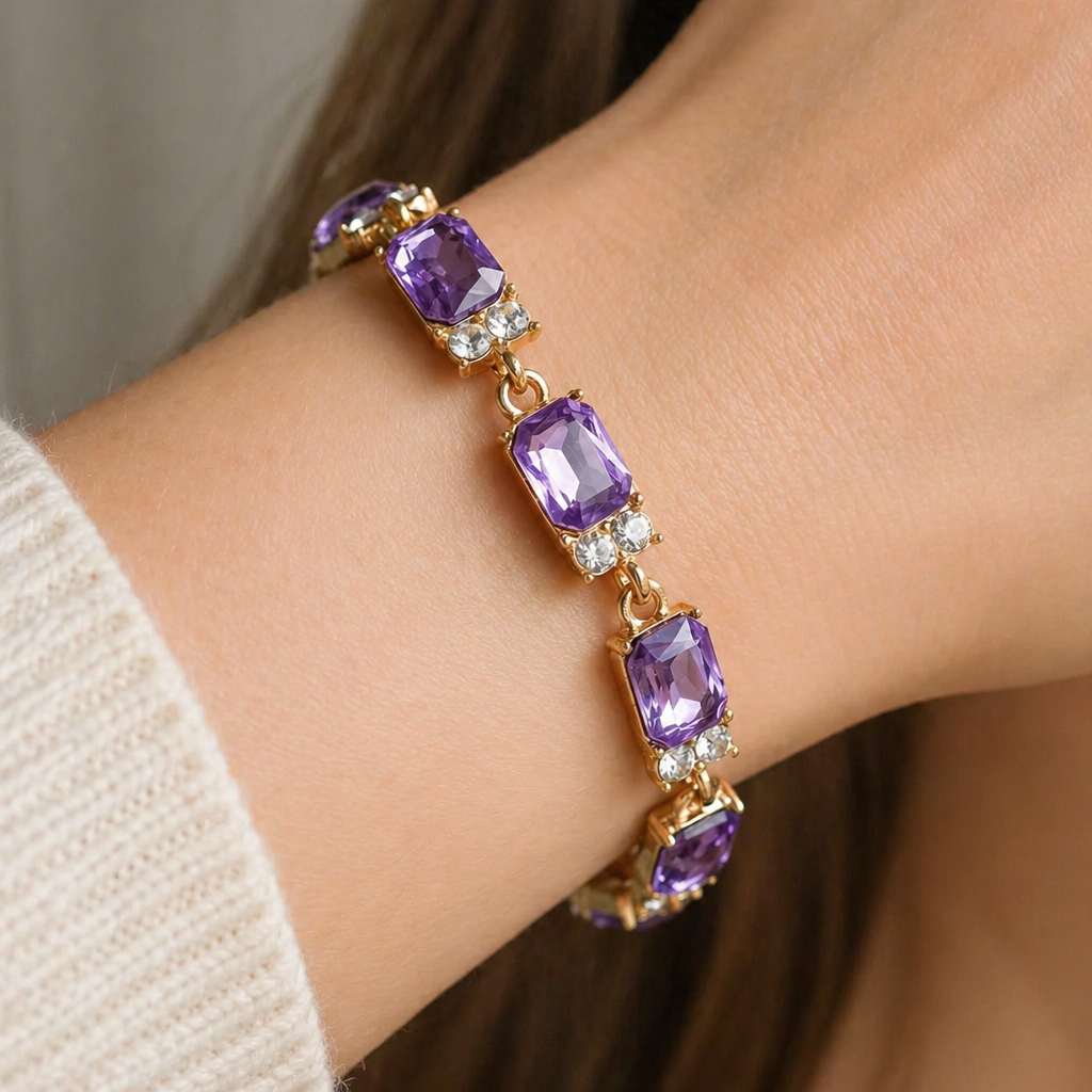 Ottilie | Amethyst Gold Charm Bracelet