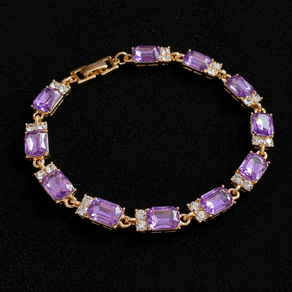 Ottilie | Amethyst Gold Charm Bracelet