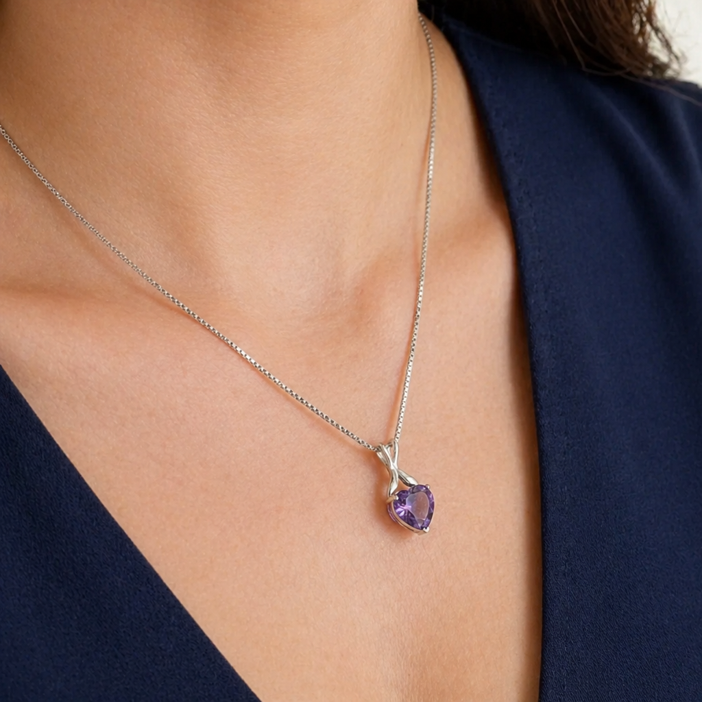 Maren | Violet Gemstone White Gold Necklace