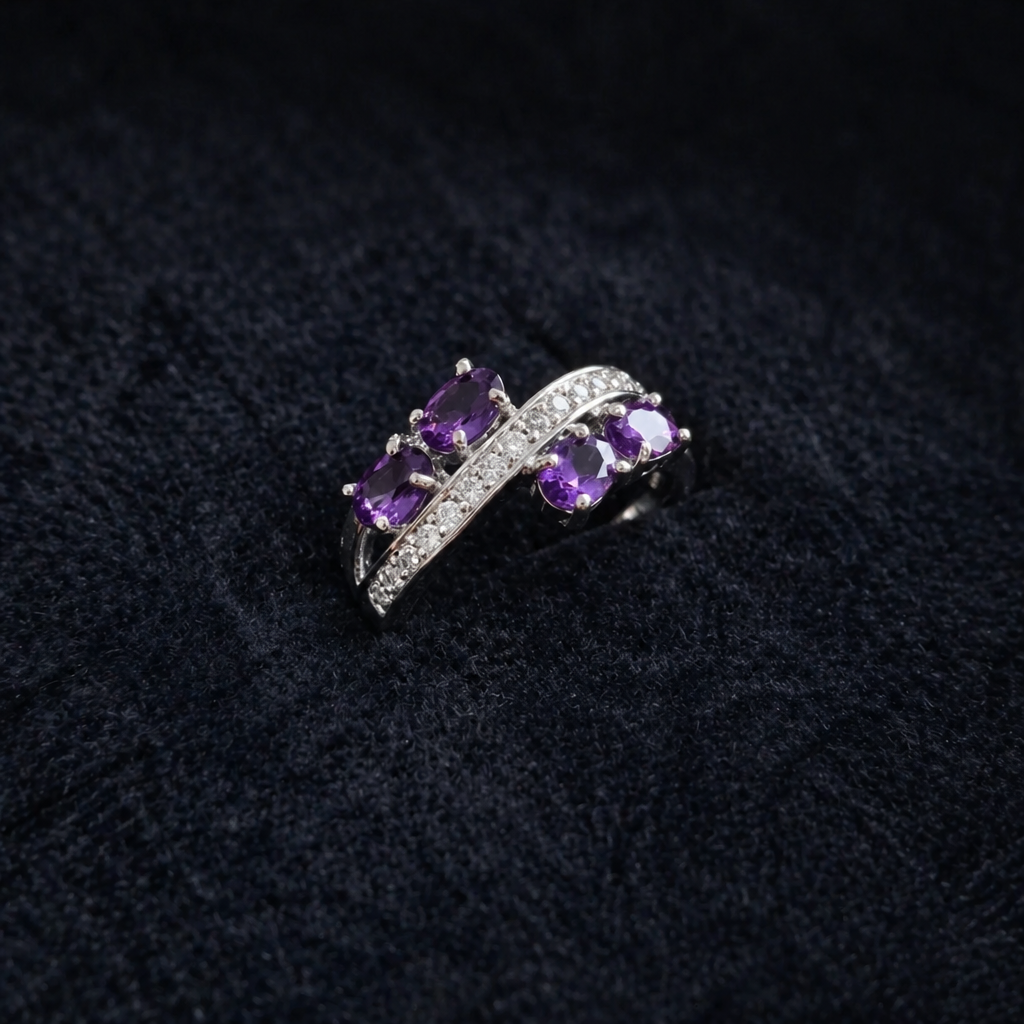 Elspeth | Lavender Accent White Gold Ring