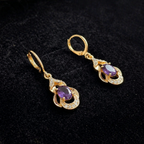Linnea | Amethyst Teardrop Rose Gold Earrings