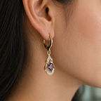Linnea | Amethyst Teardrop Rose Gold Earrings