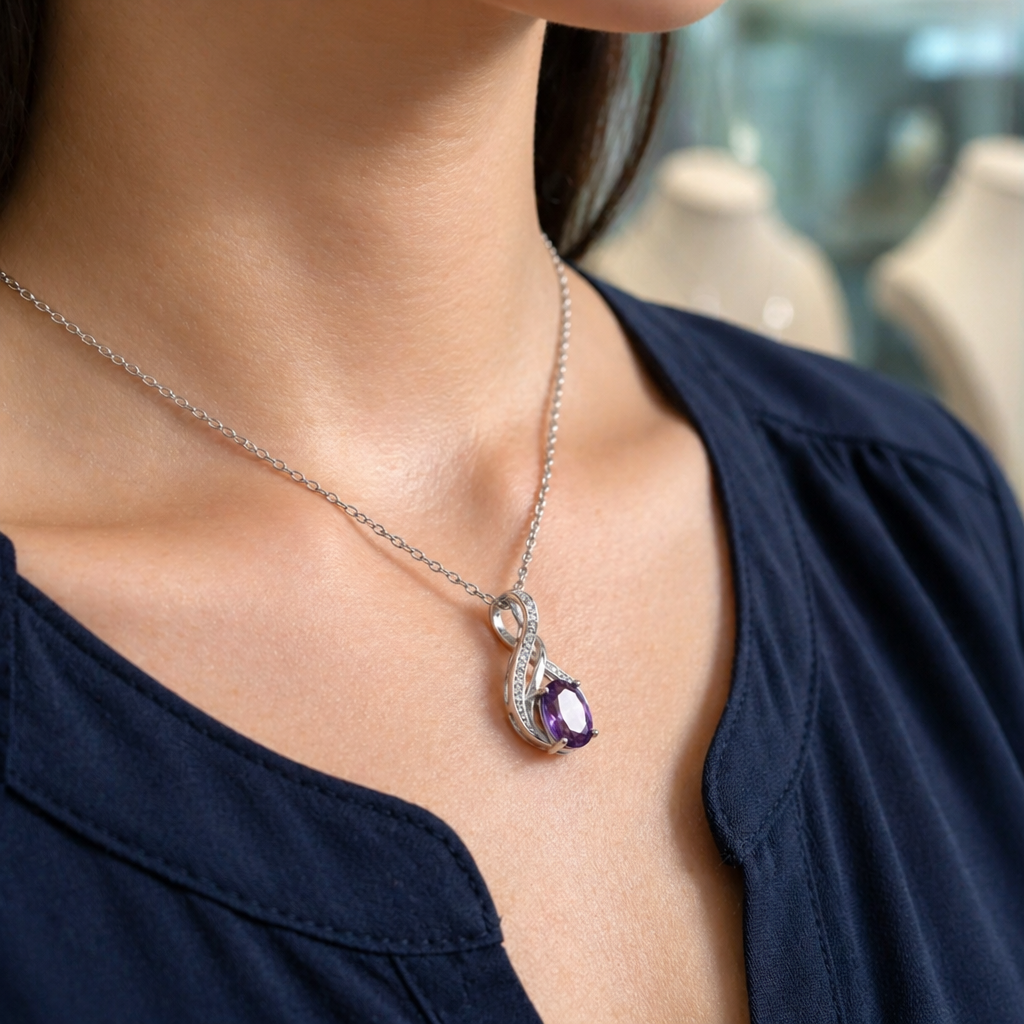 Amethys | Amethyst White Gold Necklace