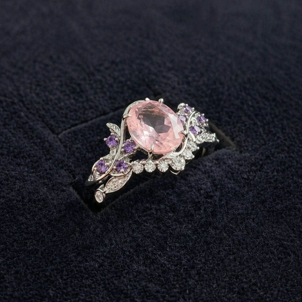 Violetta | Leaf Motif White Gold Ring Set
