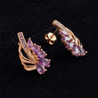 Noor | Amethyst Wing Rose Gold Earrings