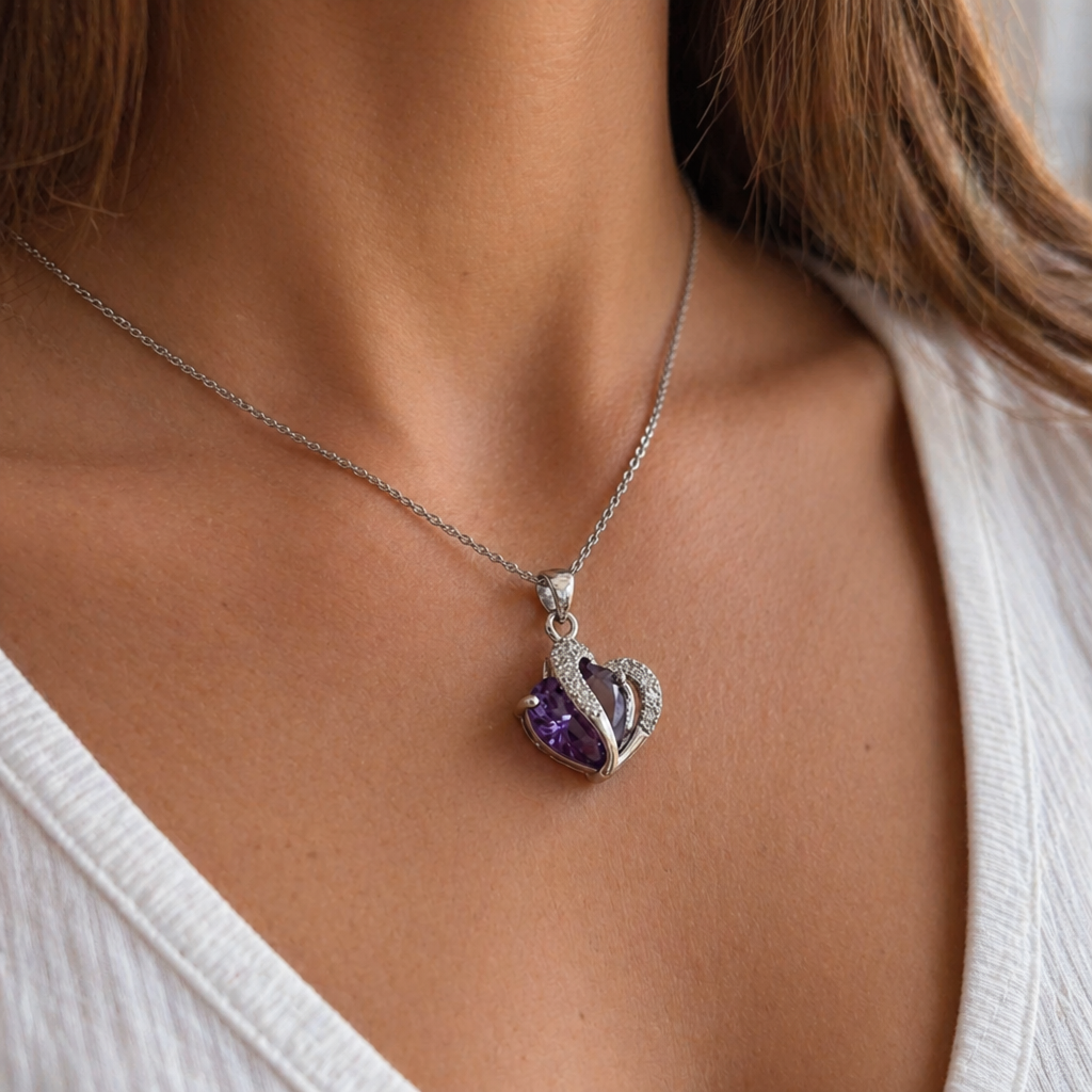 Iolanthe | Amethyst Heart White Gold Necklace