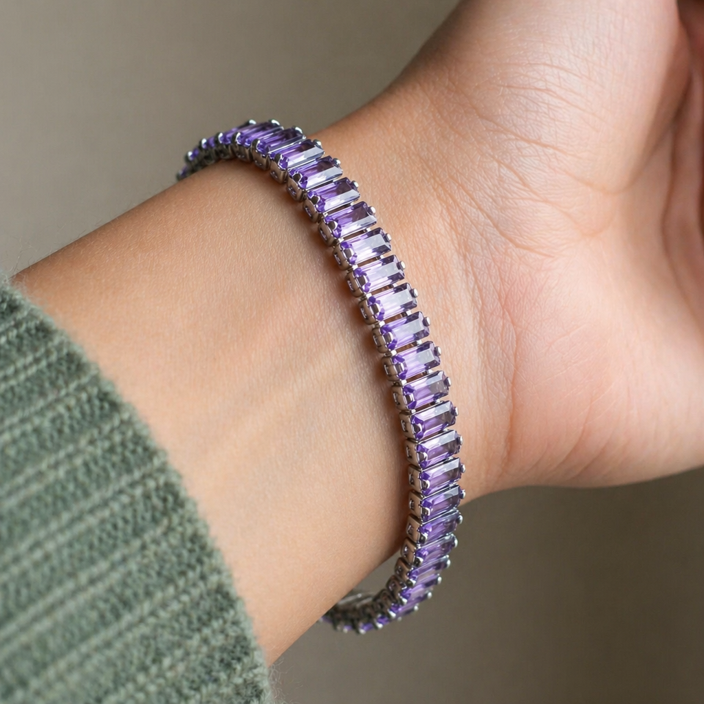 Araminta | Amethyst White Gold Bracelet