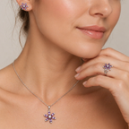 Wilhelmina | Amethyst Floral White Gold Set