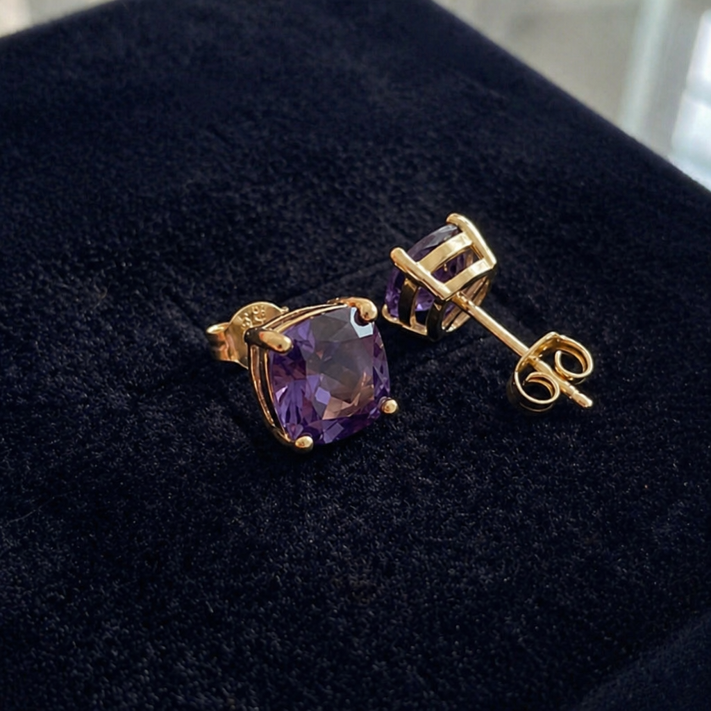 Aurelia | Amethyst Gold Studs