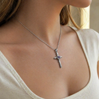 Genevieve | Amethyst Cross White Gold Necklace