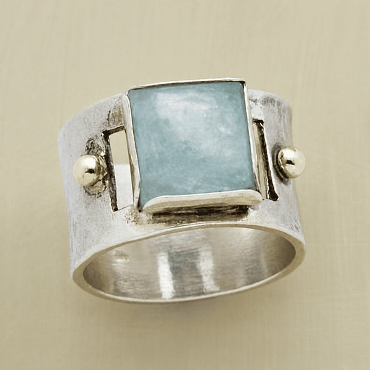 Kimberley | Square Aqua Stone Silver Ring