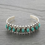 Kerry | Silver Turquoise Row Cuff Bracelet
