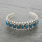Kerry | Silver Turquoise Row Cuff Bracelet