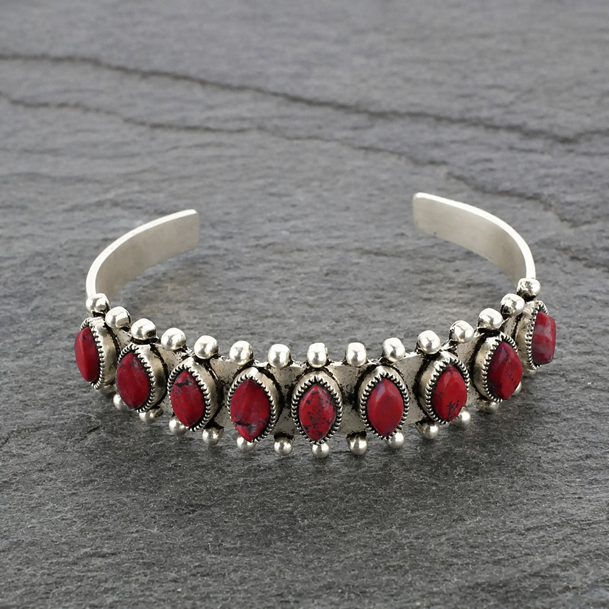 Kerry | Silver Turquoise Row Cuff Bracelet