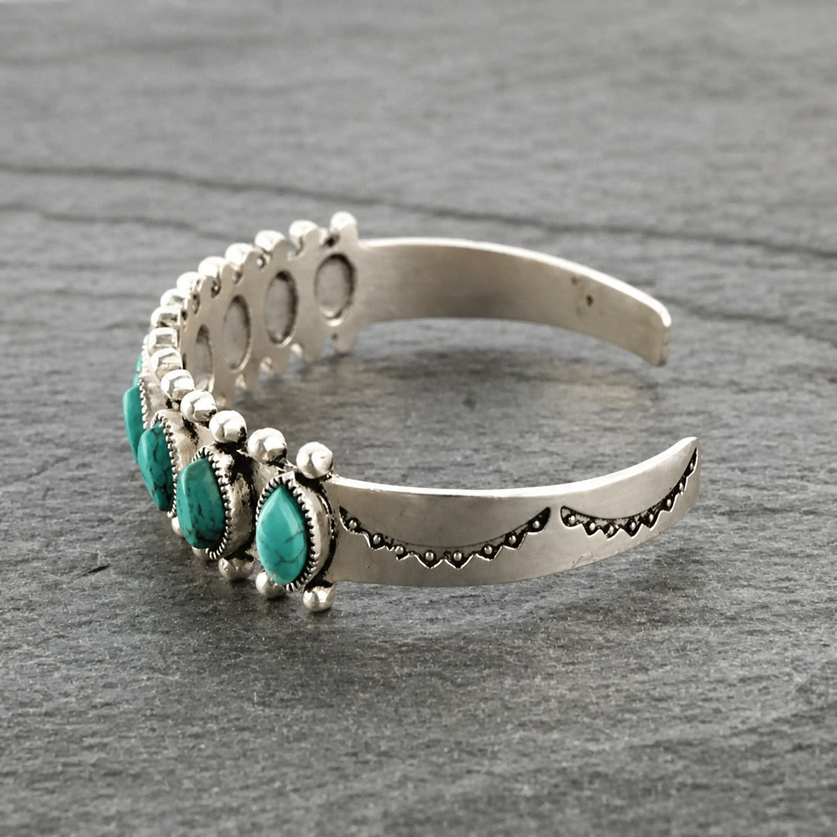 Kerry | Silver Turquoise Row Cuff Bracelet