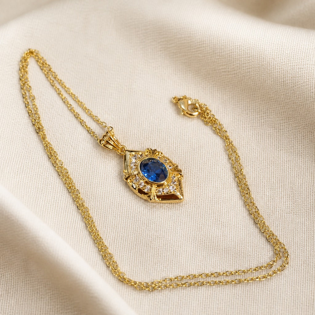Catherine | Ornate Blue Pendant Necklace