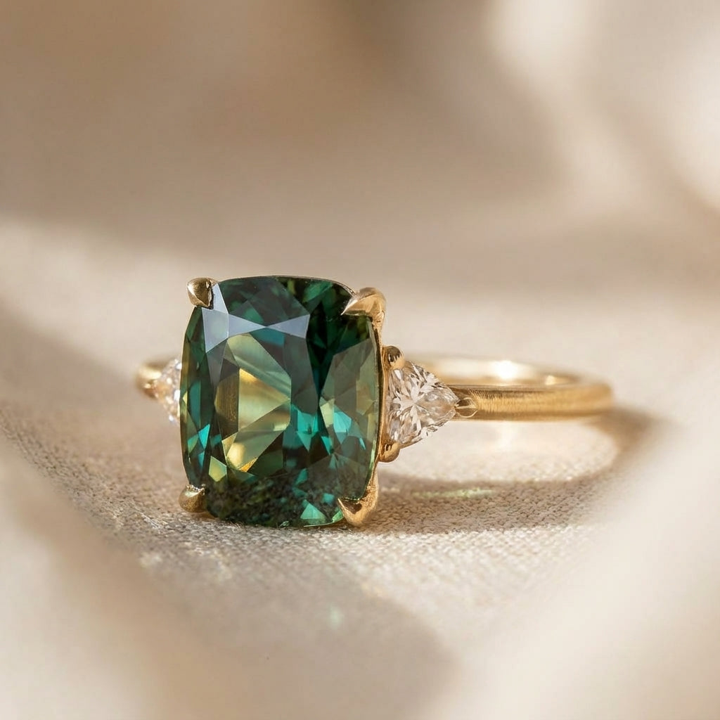 Hazel | Vintage Inspired Green Gemstone Gold Ring
