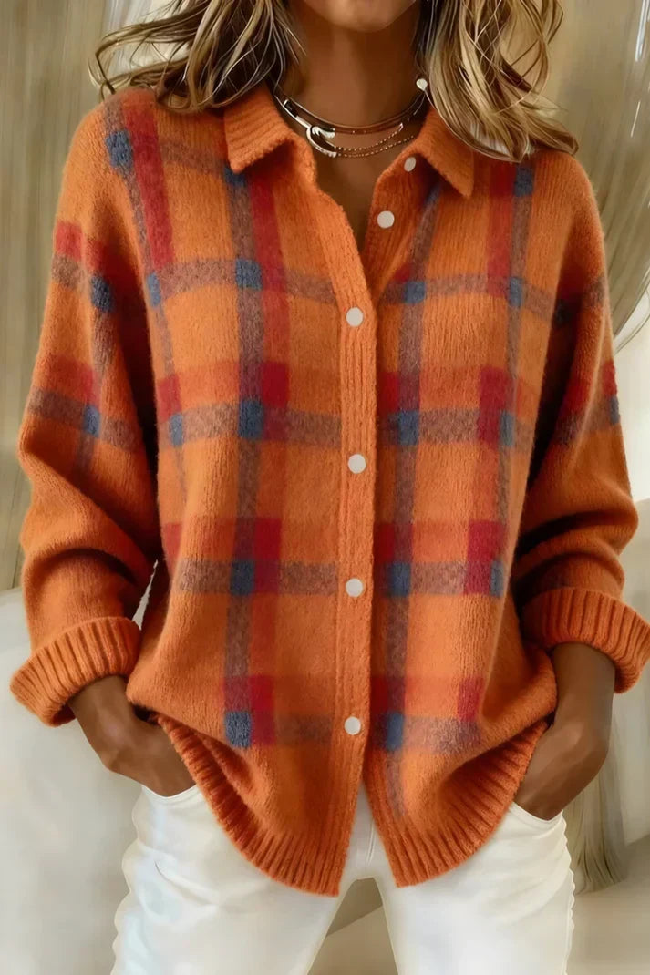 Camellia | Elegant & Cozy Checkered Cardigan