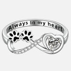 Paw Ring with Zirconia, Heart and Infinity Design