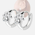 Paw Huggie Earrings with Sparkling Zirconia
