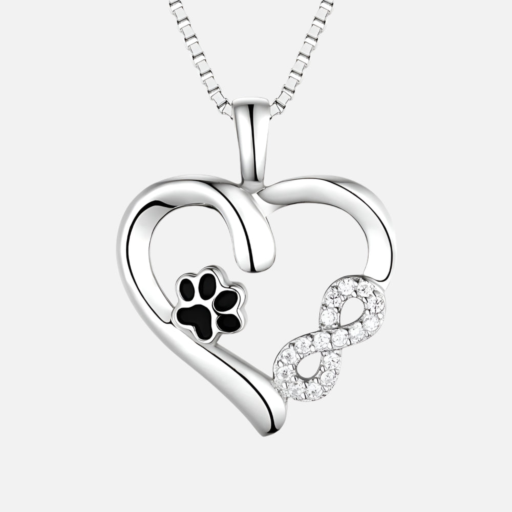Paw and Heart Necklace with Infinity Pendant