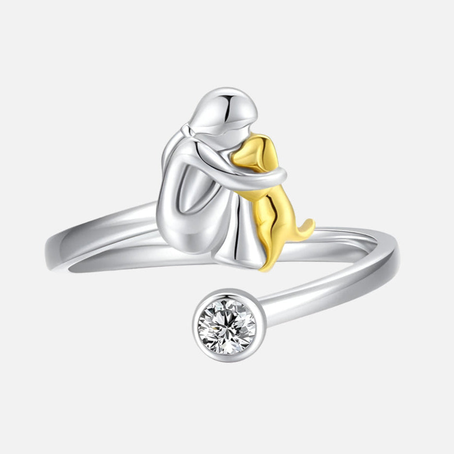 Dog Ring in 925 Sterling Silver with Zirconia