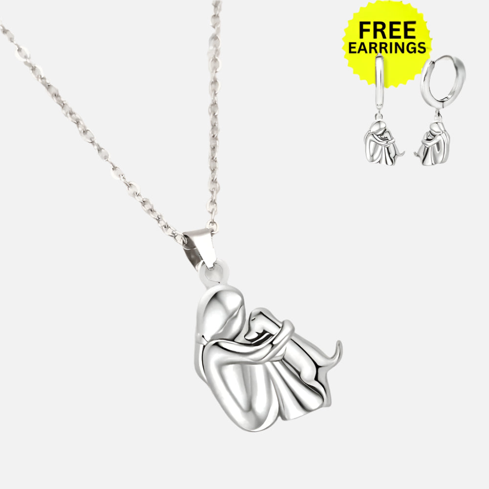 Hug Pendant Necklace with Earrings Gift