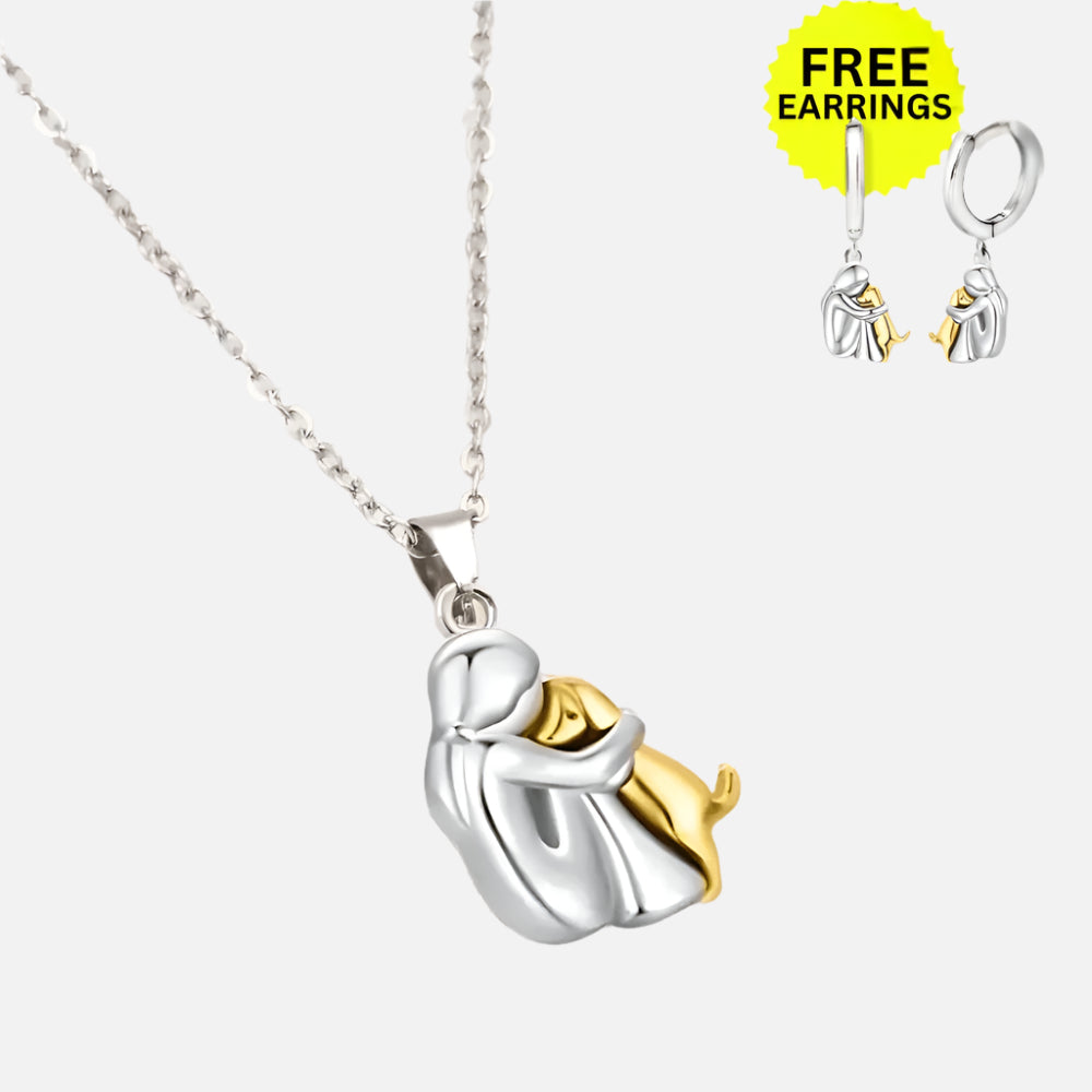 Hug Pendant Necklace with Earrings Gift