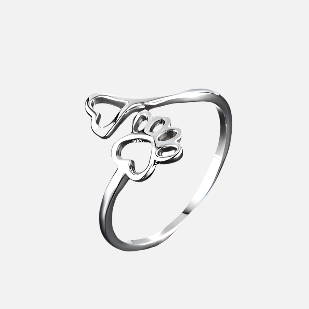 Adjustable Paw and Heart Ring