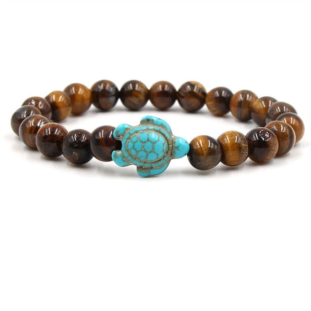 Unique Turtle Bracelets with Natural Stone Beads