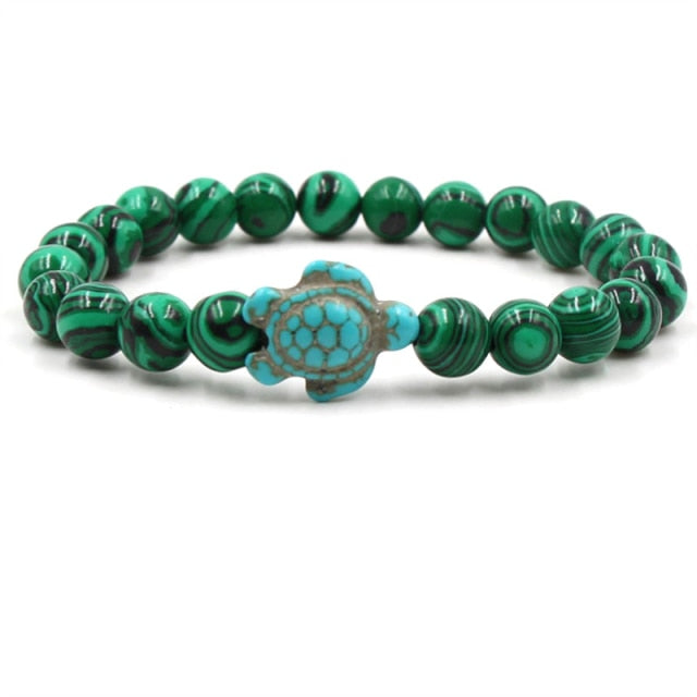 Unique Turtle Bracelets with Natural Stone Beads