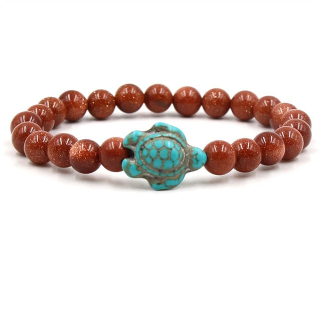 Unique Turtle Bracelets with Natural Stone Beads